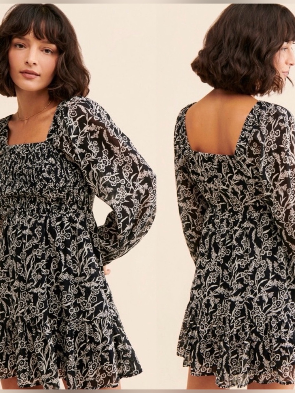 Anthropologie Heron Mini Dress Banjanan Smocked Tiered Block Print Sz S Boho